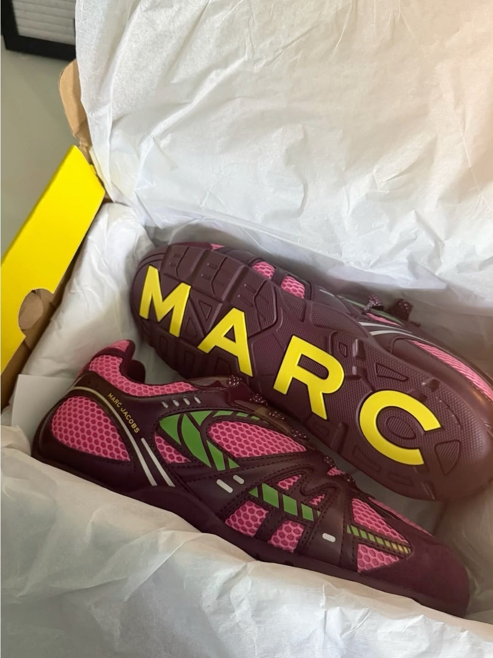 Marc Jacobs Pink, Purple & Green Mesh Athletic Sneakers - Picture 2 of 3
